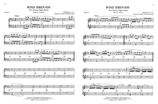 Wind Serenade - Mozart/Clark - Piano Quartet (2 Pianos, 8 Hands) - Book