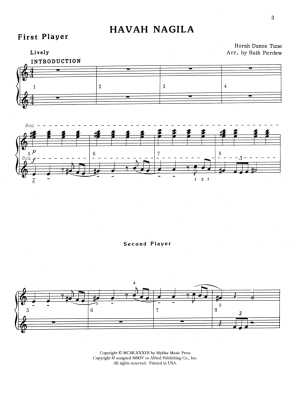 Havah Nagila - Perdew - Piano Trio (1 Piano, 6 Hands) - Sheet Music