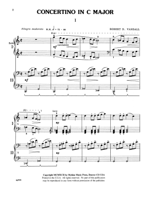Concertino in C Major - Vandall - Piano Duo (2 Pianos, 4 Hands) - Book