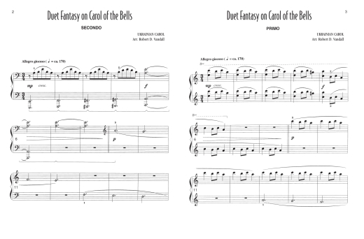 Carol of the Bells Fantasy - Vandall - Piano Duet (1 Piano, 4 Hands) - Sheet Music