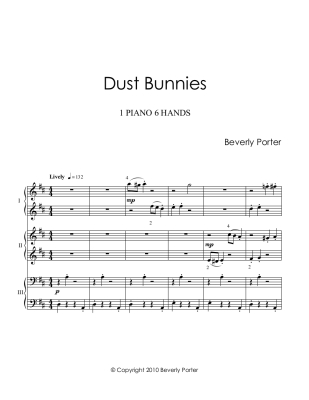 Dust Bunnies - Porter - Piano Trio (1 Piano, 6 Hands) - Sheet Music