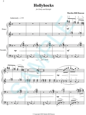 Hollyhocks - Duncan - Piano Duet (1 Piano, 4 Hands) - Sheet Music