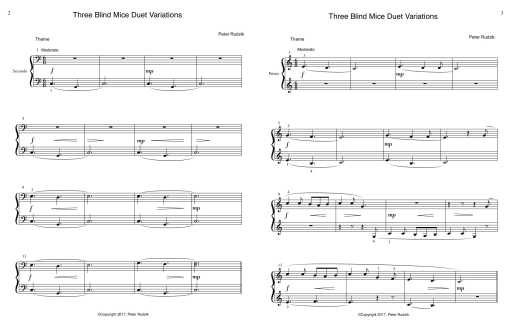 Three Blind Mice and The Wheels on the Bus Duet Variations - Rudzik - Piano Duet (1 Piano, 4 Hands) - Book