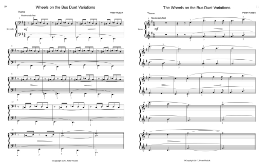Three Blind Mice and The Wheels on the Bus Duet Variations - Rudzik - Piano Duet (1 Piano, 4 Hands) - Book