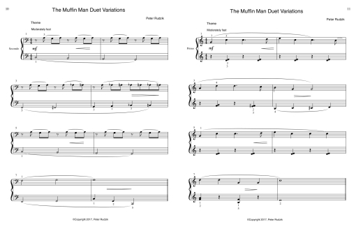 Pop! Goes the Weasel Duet Variations and The Muffin Man Duet Variations - Rudzik - Piano Duet (1 Piano, 4 Hands) - Book