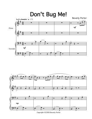 Don\'t Bug Me! - Porter - Piano Duet (1 Piano, 4 Hands) - Sheet Music