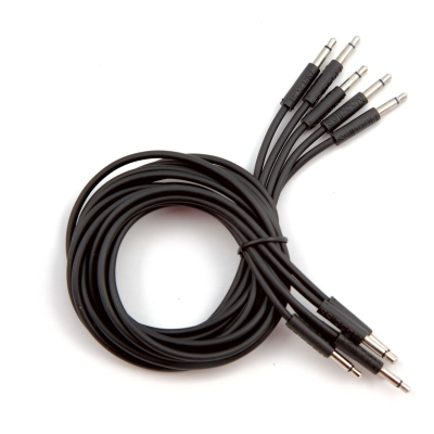 Patch Cables 3.5mm TS to 3.5mm TS - 150cm - Black (5-Pack)