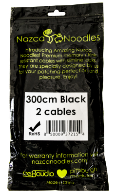 Patch Cables 3.5mm TS to 3.5mm TS - 300cm - Black (2-Pack)