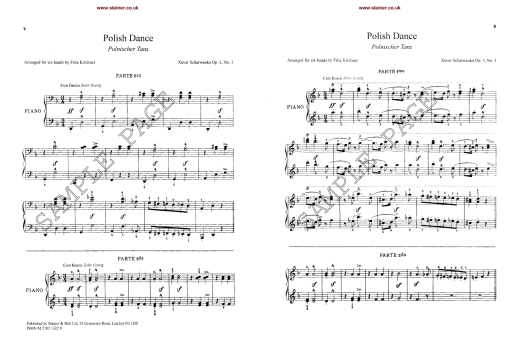 Polish Dance in E flat minor, Op. 3, No. 1 - Scharwenka/Kirchner - Piano Trio (1 Piano, 6 Hands) - Sheet Music