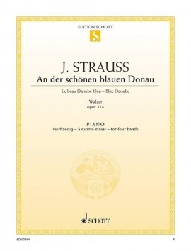 Schott - Blue Danube Waltz, op. 314 - Strauss - Piano Duet (1 Piano, 4 Hands) - Sheet Music