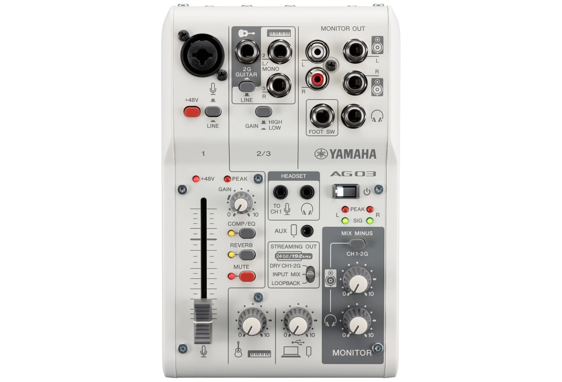 AG03MK2 3-Channel Live Streaming Loopback Audio USB Mixer - White