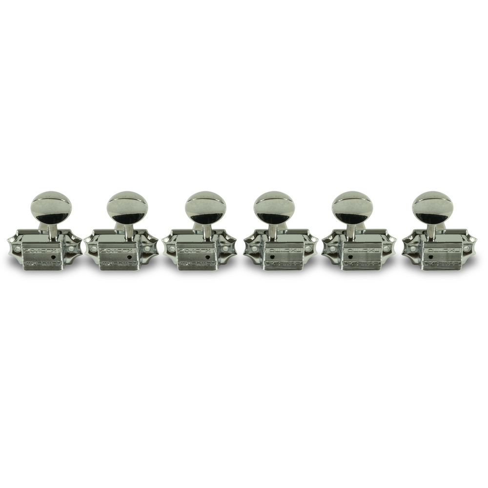 3 Per Side Vintage Diecast Series Tuning Machines - Chrome with Oval Button