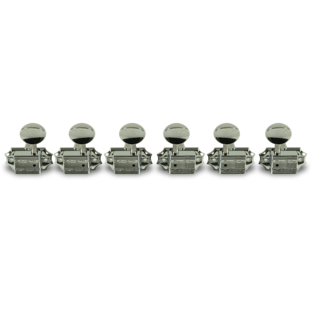 3 Per Side Vintage Diecast Series Tuning Machines - Chrome with Oval Button