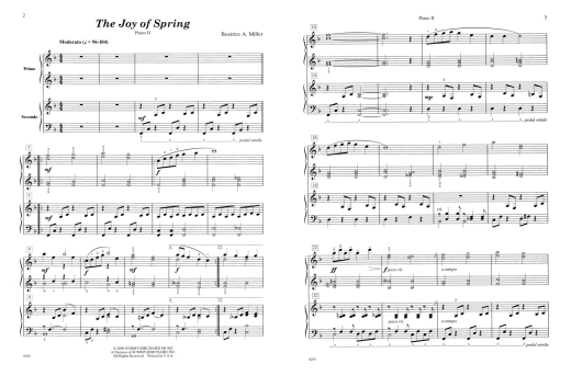 The Joy of Spring - Miller - Piano Quartet (2 Pianos, 8 Hands) - Parts Set