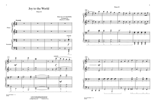 Joy to the World - Miller - Piano Quartet (2 Pianos, 8 Hands) - Book