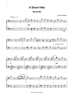 A Short Hike - Schneider - Piano Duet (1 Piano, 4 Hands) - Sheet Music