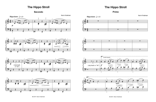 Hippo Stroll - Knelman - Piano Duet (1 Piano, 4 Hands) - Sheet Music