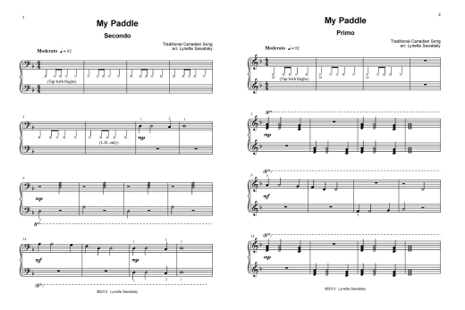 My Paddle - Traditional Canadian/Sawatsky - Piano Duet (1 Piano, 4 Hands) - Sheet Music