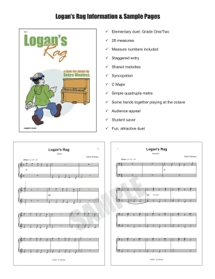 Logan\'s Rag - Wanless - Piano Duet (1 Piano, 4 Hands) - Sheet Music