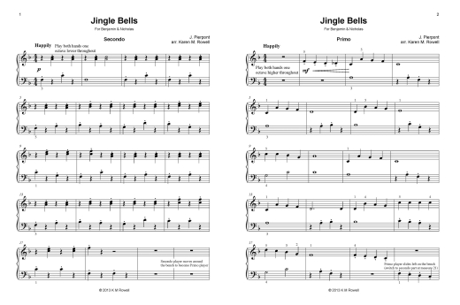 Jingle Bells - Rowell - Piano Duet (1 Piano, 4 Hands) - Sheet Music