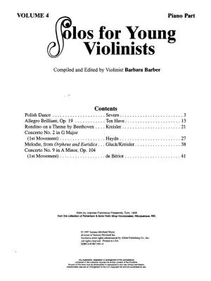 Solos for Young Violinists, Volume 4 - Barber - Violin/Piano - Book