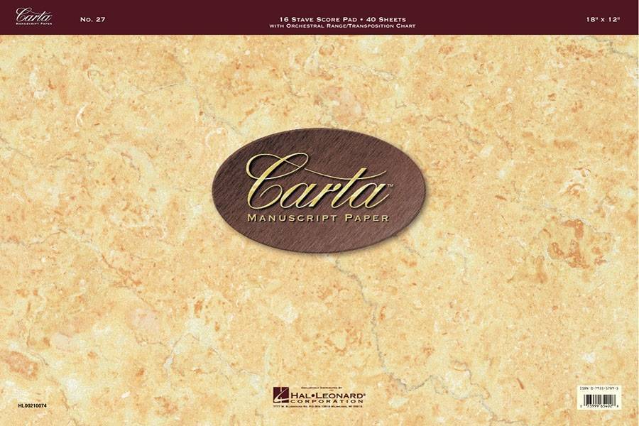 Carta Manuscript Paper: No. 27 - 16 Stave - Score Pad