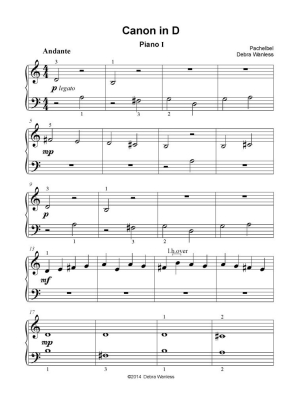 Pachelbel’s Canon - Wanless - Piano Duet (2 Pianos, 4 Hands) - Sheet Music