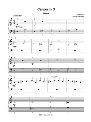 Pachelbels Canon - Wanless - Piano Duet (2 Pianos, 4 Hands) - Sheet Music