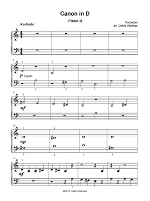 Pachelbels Canon - Wanless - Piano Duet (2 Pianos, 4 Hands) - Sheet Music