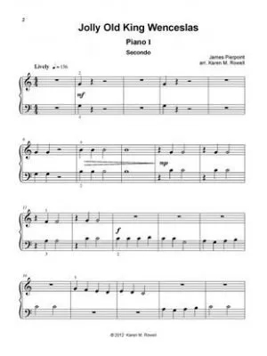 Jolly Old King Wenceslas - Rowell - Piano Quartet (2 Pianos, 8 Hands) - Sheet Music