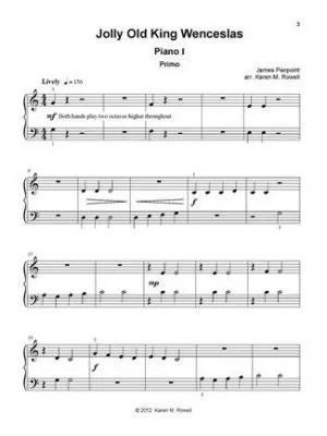 Jolly Old King Wenceslas - Rowell - Piano Quartet (2 Pianos, 8 Hands) - Sheet Music