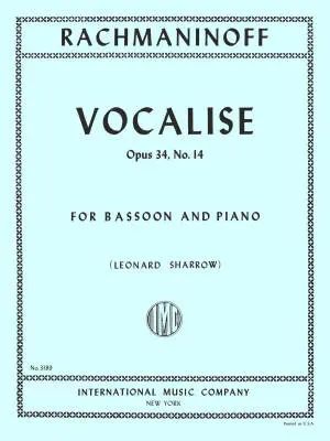 International Music Company - Vocalise, Opus 34, No. 14 - Rachmaninoff/Sharrow - Bassoon/Piano - Book