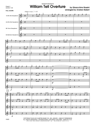 William Tell Overture - Rossini/Balent - Saxophone Quartet - Score/Parts