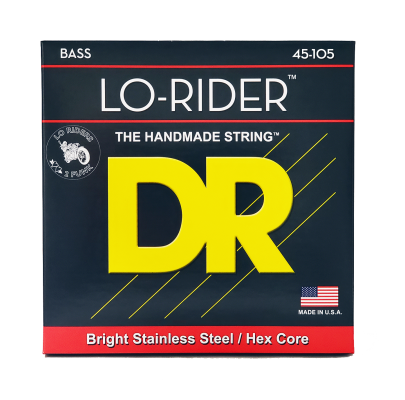 DR Strings - Cordes Lo-Rider en acier inoxydable  noyau hexagonal pour basse, calibres moyens (45-105)