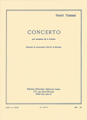 Concerto pour saxophone alto et orchestre - Tomasi - Alto Saxophone/Piano - Sheet Music