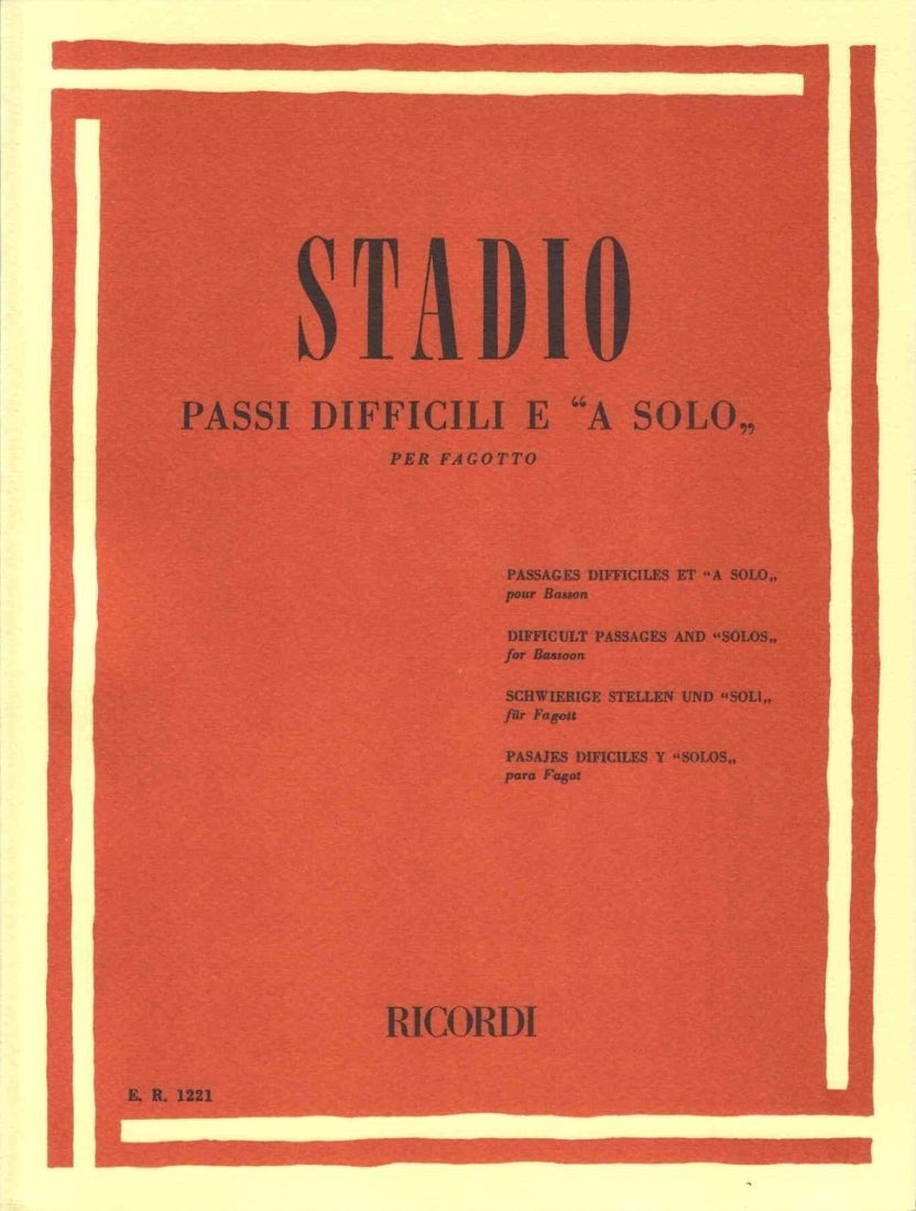 Difficult  Passages and Solos - Stadio - Bassoon - Book