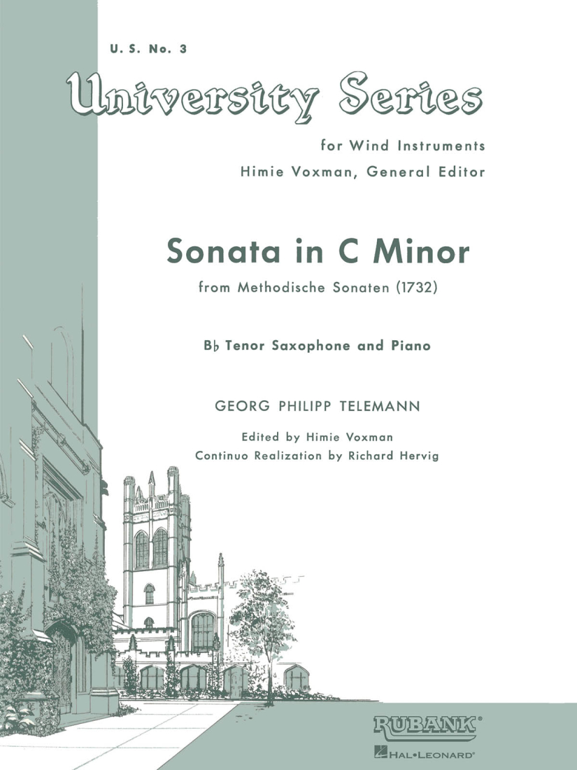 Sonata in C Minor (from Methodische Sonaten) - Telemann/Voxman - Tenor Saxophone/Piano - Sheet Music