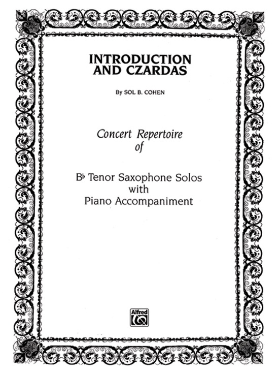 Introduction and Czardas - Cohen - Tenor Saxophone/Piano - Sheet Music