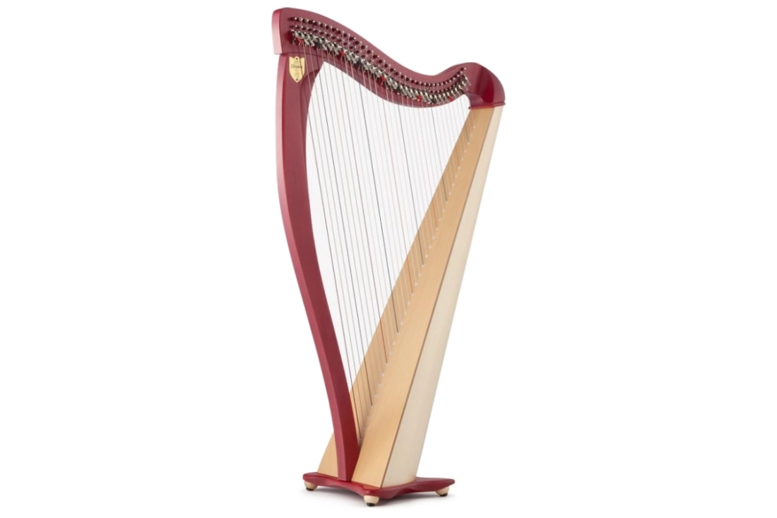 Drake 34-String Lever Harp w/Legs - Two Tone Burgundy and Natural