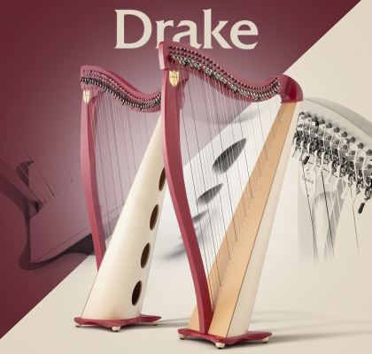 Drake 34-String Lever Harp w/Legs - Two Tone Burgundy and Natural