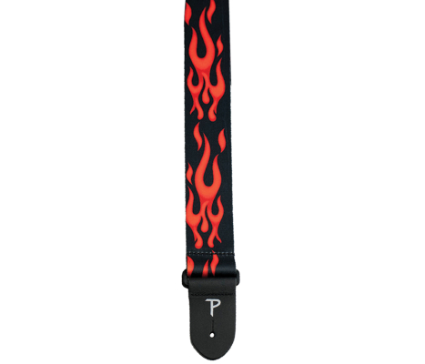 2\'\' Polyester Guitar Strap - Red Flames