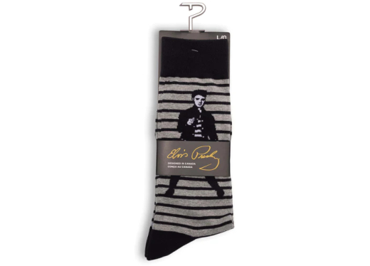 Perris Socks - Elvis Jailhouse Rock Crew Socks, Large (One Pair) - Grey