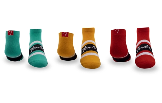 Retro Strip Liner Socks, Large (3 Pairs) - Seafoam Green / Butterscotch Blonde / Fender Red