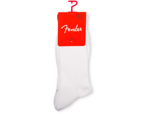 Fender - The Icon Back Tab Crew Socks, Large (3 Pairs) - White