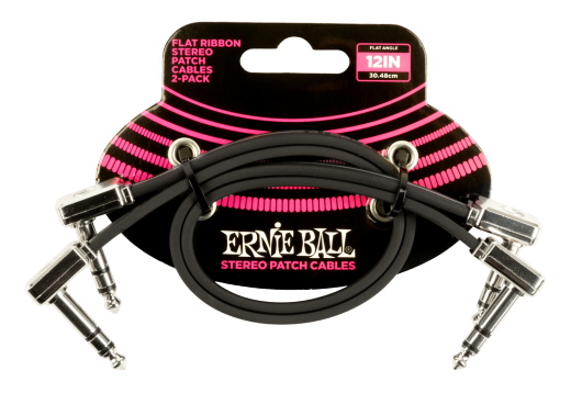 Ernie Ball - 12 TRS Flat Ribbon Patch Cable, 2 Pack - Black