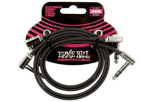 Ernie Ball - 24 TRS Flat Ribbon Patch Cable, 2 Pack - Black
