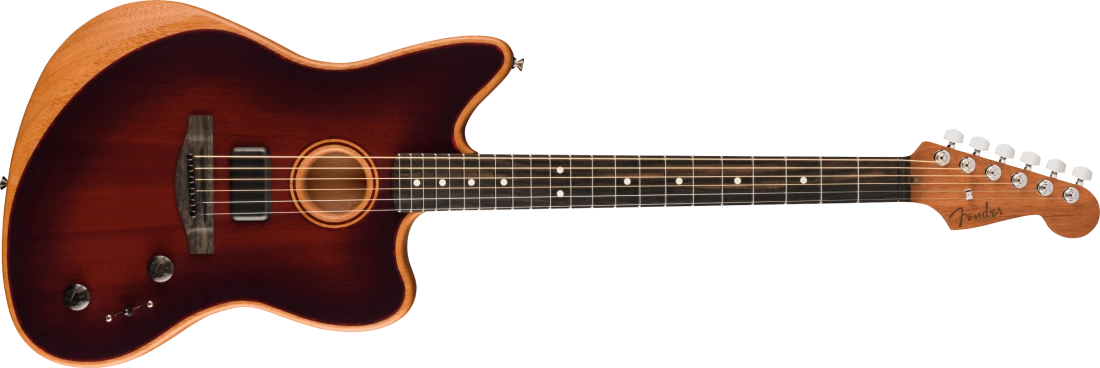 American Acoustasonic Jazzmaster, All-Mahogany, Ebony Fingerboard with Gigbag - Bourbon Burst