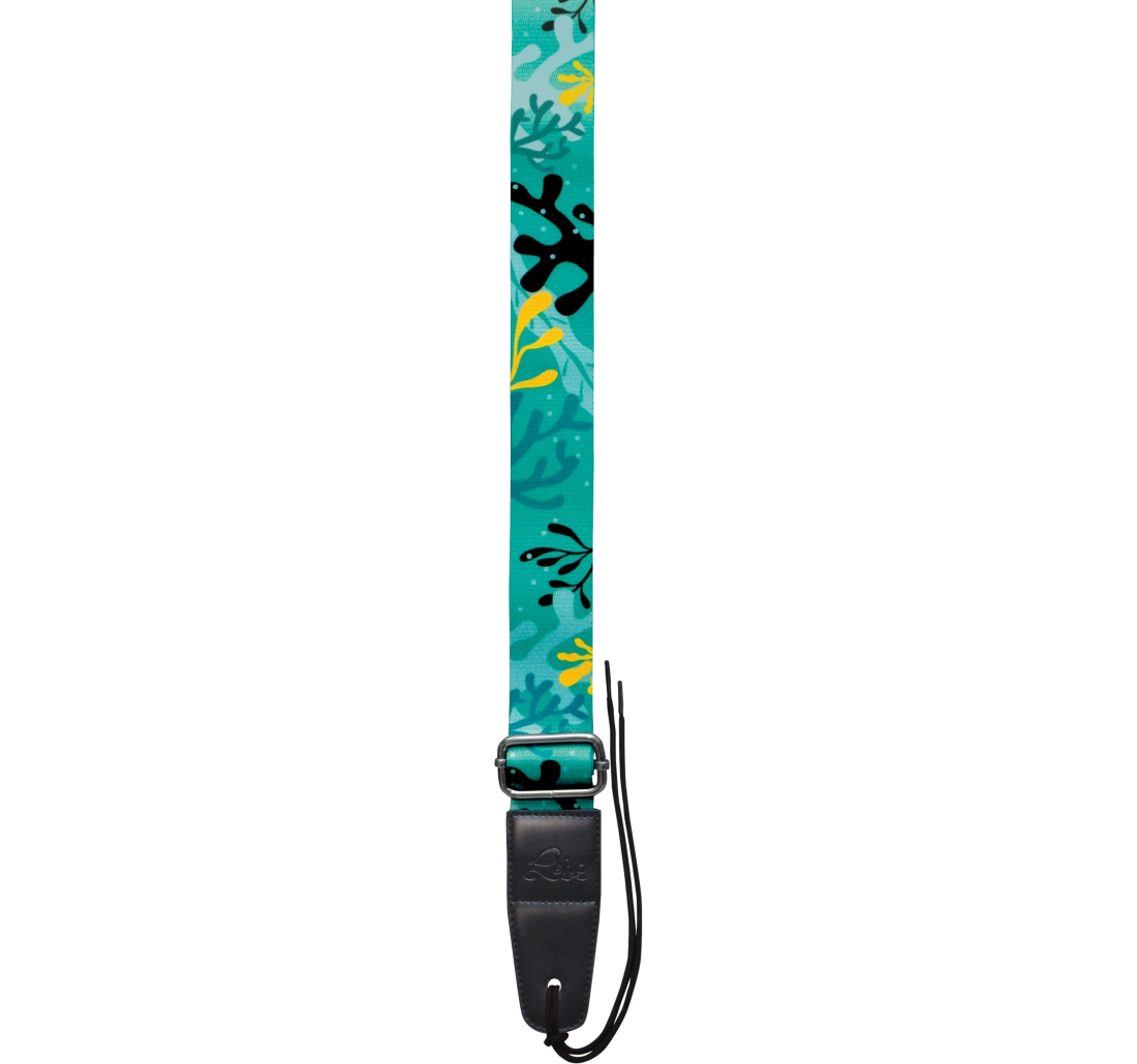 Colourful Ukulele Strap - Tropical Sea Life Green