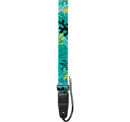 Leho - Colourful Ukulele Strap - Tropical Sea Life Green