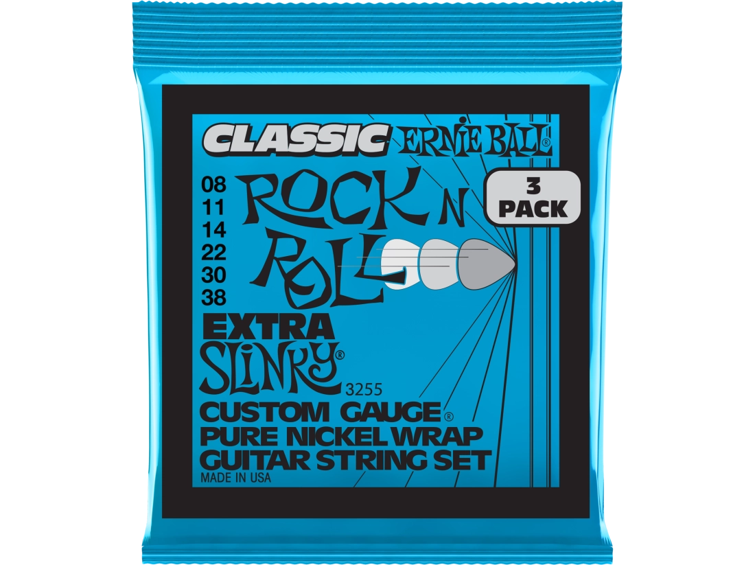 3-Pack Extra Slinky Rock N Roll Electric Strings 8-38